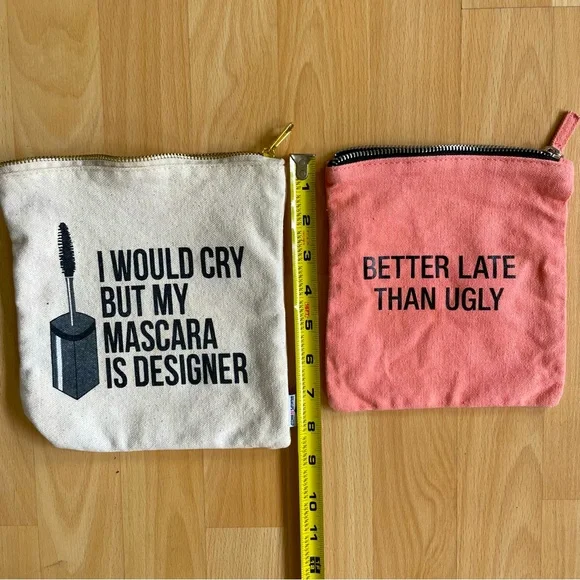 Snarky Funny cosmetic makeup bags Canvas jewelry travel bag zippered pouch 2 ct - Picture 6 of 9